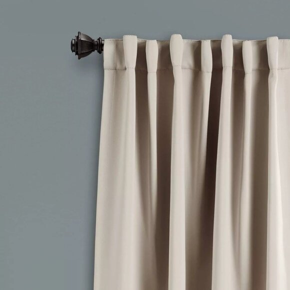 Lush Decor Wheat Beige Back Tab Hang Blackout 2 Curtain Panel Set 52" x 63" - Picture 2 of 6